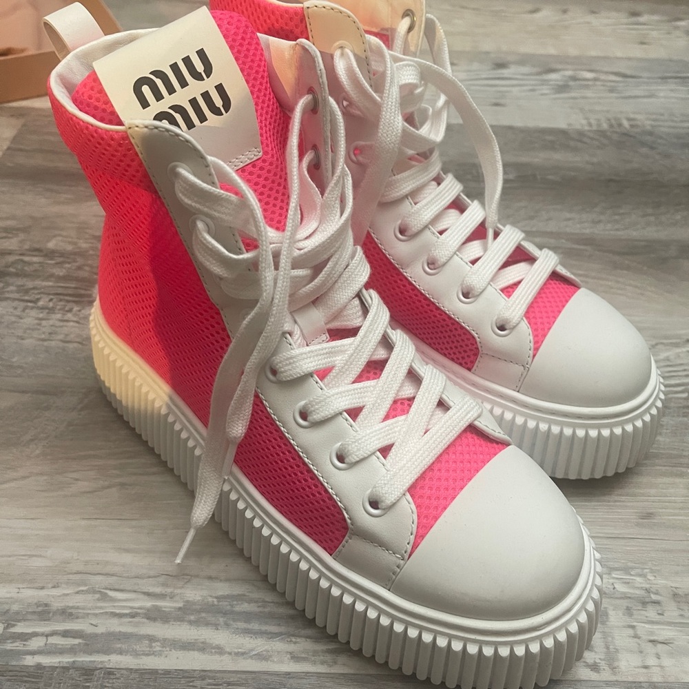 Miu miu high top pink sneakers